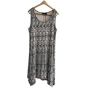 Rachel Zoe Dress Size 1X  Sleeveless Stretchy Handkerchief Dress Ikat Print NWT